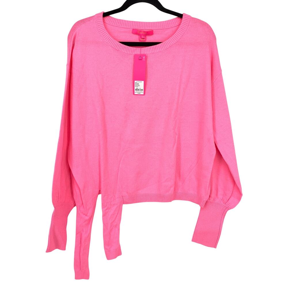 Lilly Pulitzer Nariah Sweater Womens Size M Pink Shandy Long Sleeve Tie Side NEW